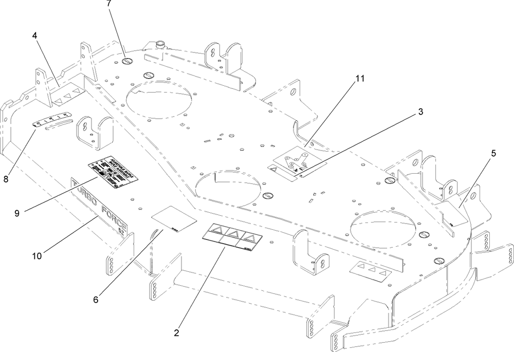 Deck Assembly 1 Diagram and Parts List for 74264TE (260000001-260999999)(2006) Toro Lawn Mower