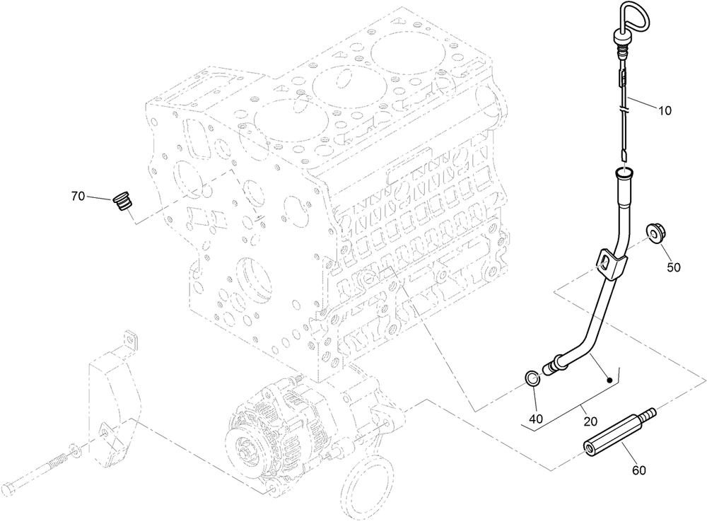Dipstick And Guide Assembly Diagram and Parts List for 22324 407960000 - 409359999 Toro Lawn Tractor Accessories