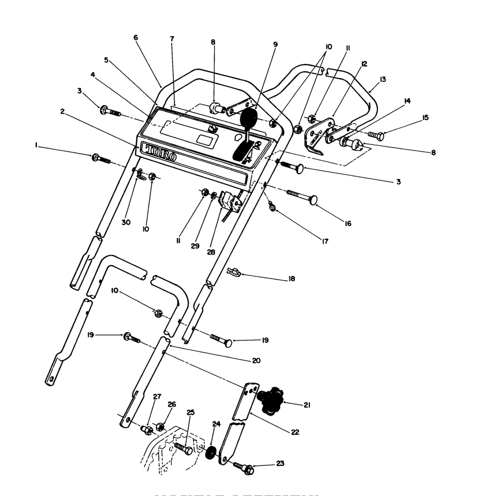 Handle Assembly Diagram and Parts List for 20746C 8000001 - 8999999 Toro Lawn Mower