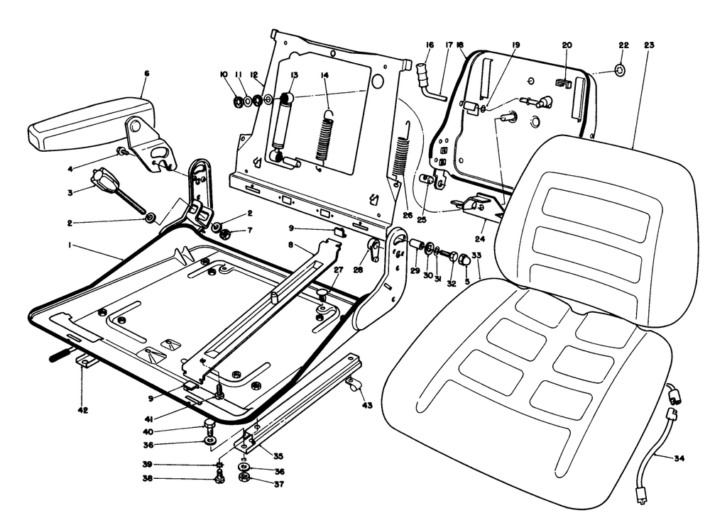 Deluxe Suspension Seat Model No. 30756 (Optional) Diagram and Parts List for 30754 0000001 - 0999999 Toro Lawn Tractor