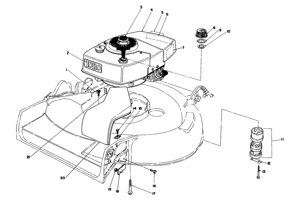 Engine Assembly Diagram and Parts List for 16299C 8000001 - 8999999 Toro Lawn Mower