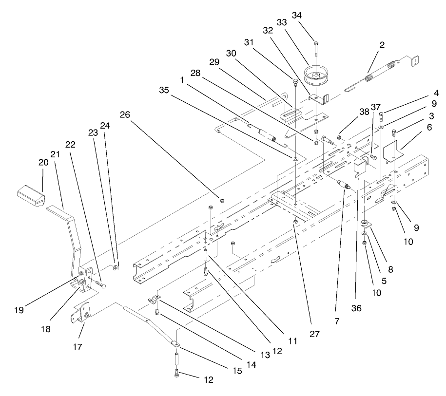 Clutch Assembly Diagram and Parts List for 71189 8900001 - 8999999 Toro Lawn Tractor