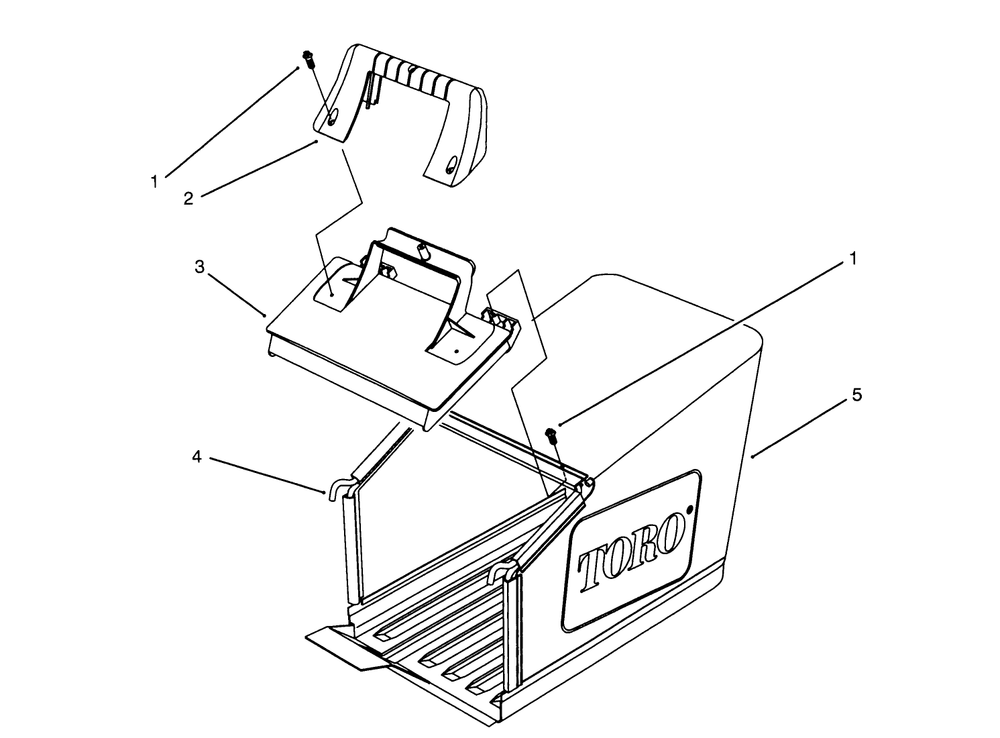 Grass Bag Assembly Diagram and Parts List for 26630BC 4900001 - 4999999 Toro Lawn Mower