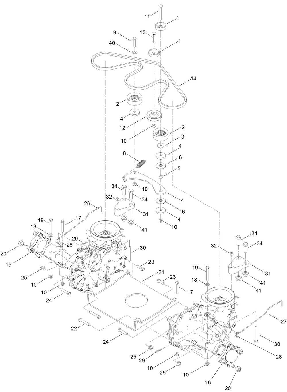 Traction Drive Assembly Diagram and Parts List for 75306 412300000 - 999999999 Toro Lawn Tractor