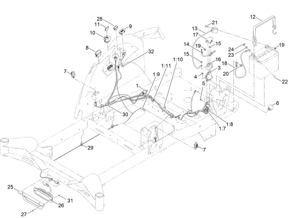 Electrical Assembly Diagram and Parts List for 76606 417515889 - 999999999 Toro Lawn Tractor