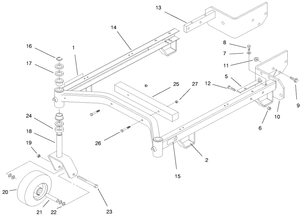 Carrier Frame Assembly Diagram and Parts List for 30137 890103 - 899999 Toro Lawn Mower