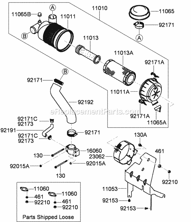 Air Filter And Muffler Assembly Kawasaki Fh68 Diagram and Parts List for 74921 290000001-290999999 Toro Lawn Mower