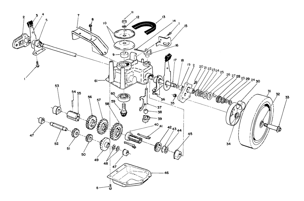 Gear Case Assembly Diagram and Parts List for 26623 0000001 - 0999999 Toro Lawn Mower