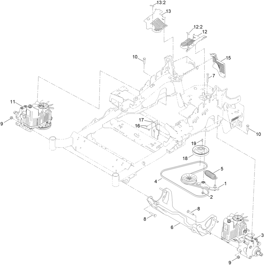 Hydraulic Drive Assembly Diagram and Parts List for 72902TE 412200000 - 999999999 Toro Lawn Tractor