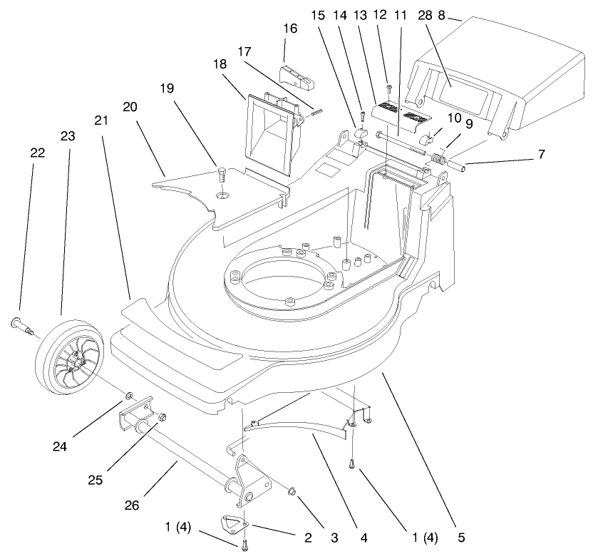 Deck Assembly Diagram and Parts List for 20913 99000001 - 99999999 Toro Lawn Mower