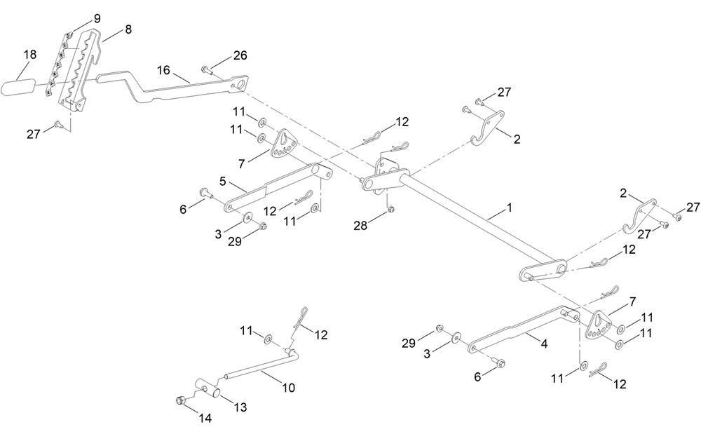 Deck Lift Assembly Diagram and Parts List for 75642 416300000 - 417299999 Toro Lawn Tractor