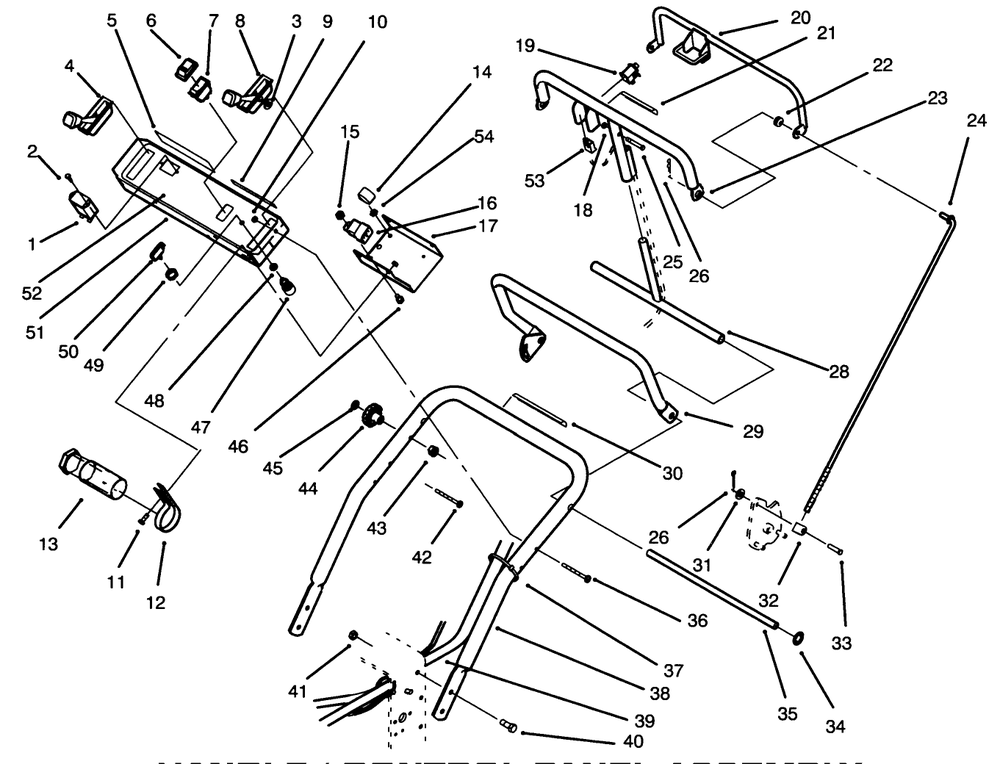 Handle/Control Panel Assembly Diagram and Parts List for 30191 590001 - 599999 Toro Lawn Tractor Accessories