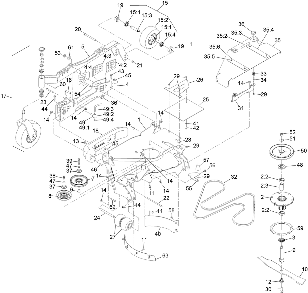 Rh Wing Deck Assembly No. 142-5476 Diagram and Parts List for 74090 410000000 - 412999999 Toro Lawn Tractor