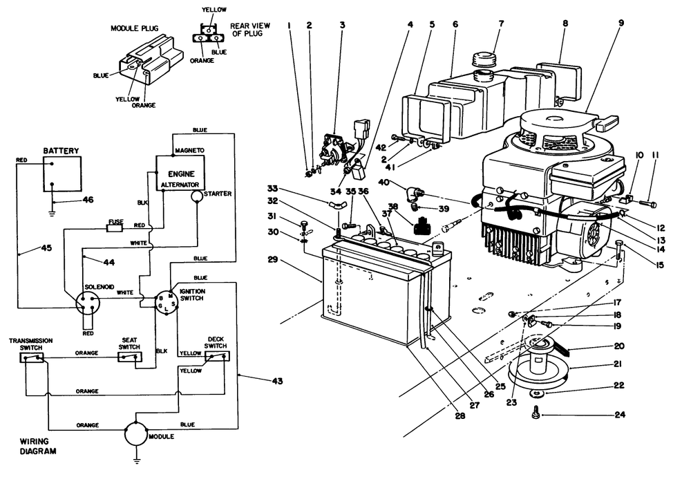 Engine Assembly Diagram and Parts List for 56177 2000001 - 2999999 Toro Lawn Tractor