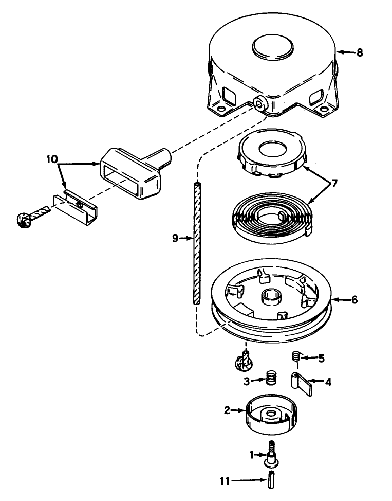 Rewind Starter No. 590420 Diagram and Parts List for 23267 8000001 - 8999999 Toro Lawn Mower