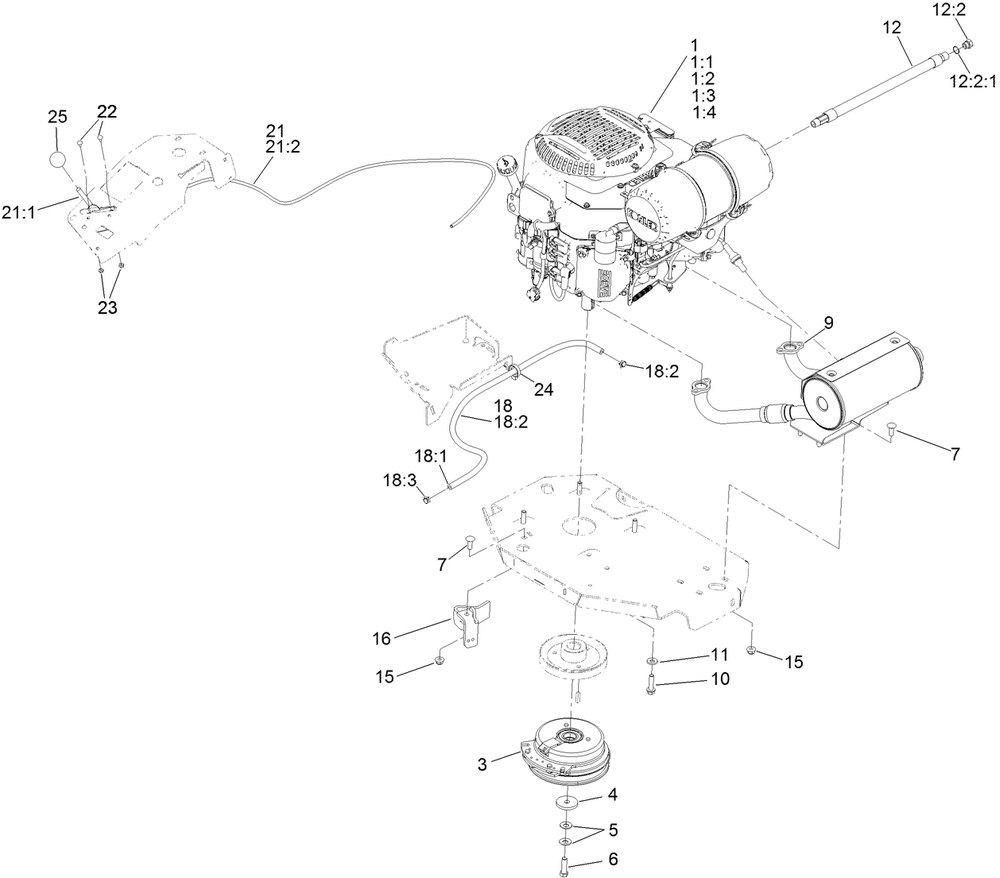 Engine Assembly Diagram and Parts List for 72922 412500000 - 999999999 Toro Lawn Tractor