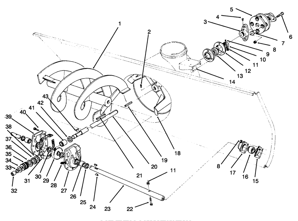 Auger Assembly Diagram and Parts List for 30761 490001 - 499999 Toro Snow Blower