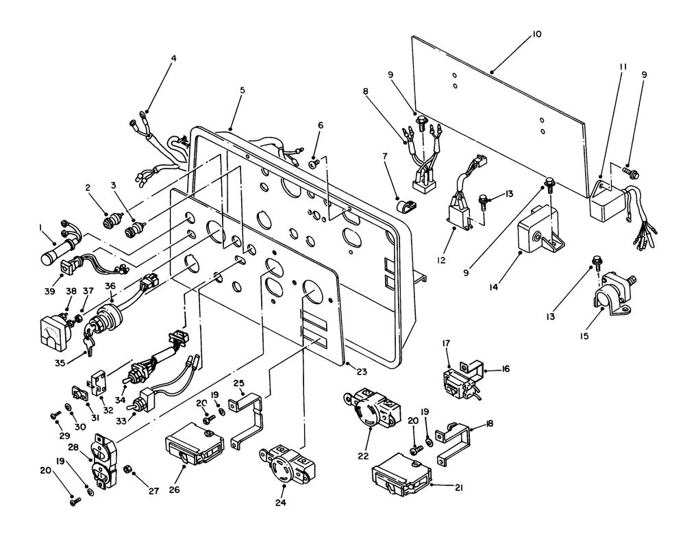 Control Panel Assembly Diagram and Parts List for 62040 7000001 - 7999999 Toro Generator