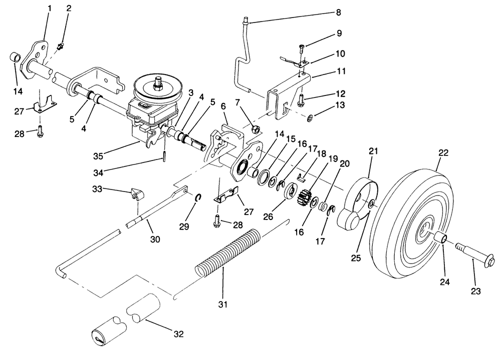 S.P. Rear Axle Assembly (Model No. 20905 Only) Diagram and Parts List for 20900 0000001 - 0999999 Toro Lawn Mower