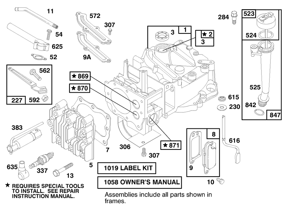 Engine Briggs & Stratton Model 127702-0645-01 (Serial No. 8900001-8901373) Diagram and Parts List for 16401 890000001 - 899999999 Toro Lawn Mower