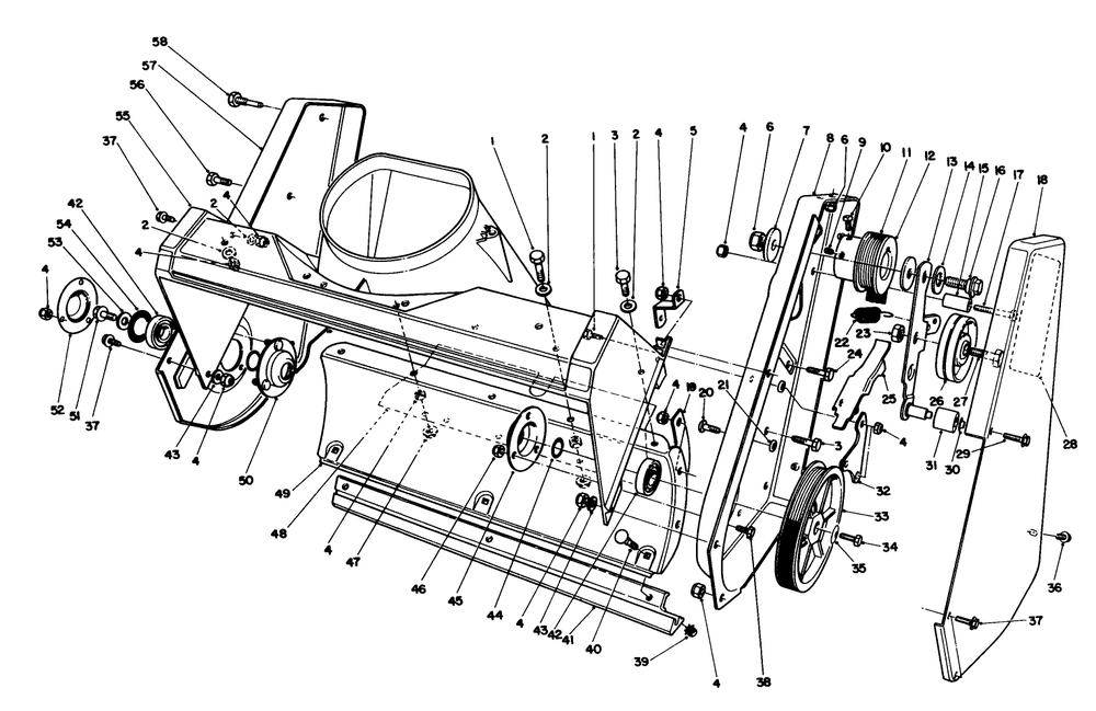 Housing Assembly Diagram and Parts List for 38181 0000001 - 0999999 Toro Snow Blower