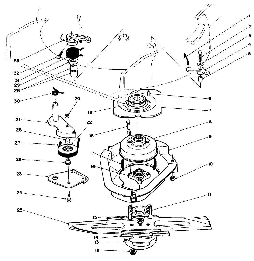 Blade Brake Clutch Assembly Diagram and Parts List for 22151 3900001 - 3900855 Toro Lawn Mower