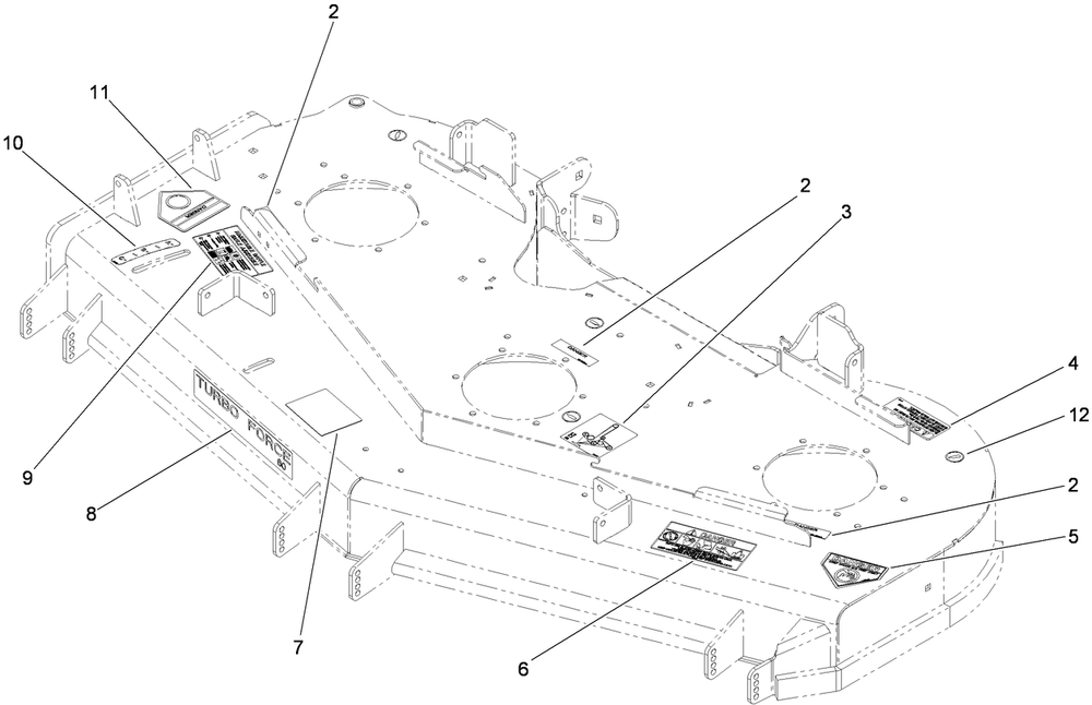 Deck Decal Assembly Diagram and Parts List for 74955CP (290000001-290999999)(2009) Toro Lawn Mower