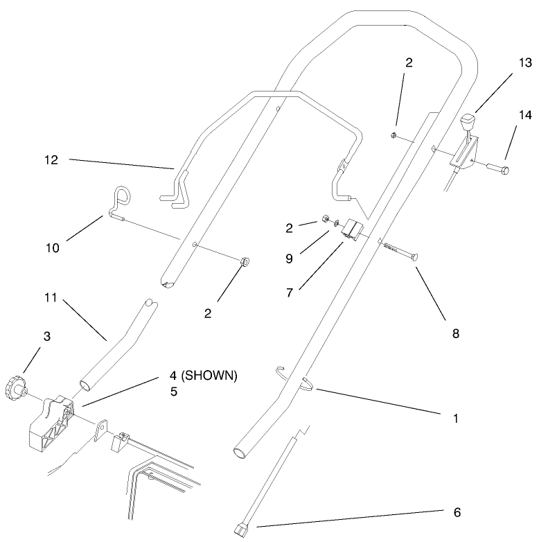 Handle Assembly Diagram and Parts List for 20913 99000001 - 99999999 Toro Lawn Mower