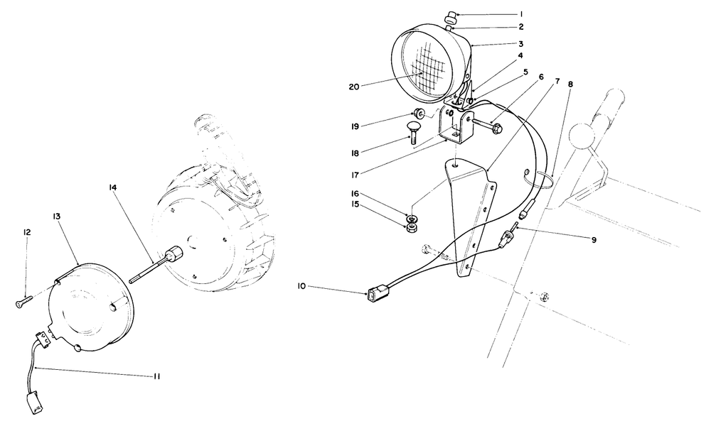 Light Kit No. 54-9822 (Optional) Diagram and Parts List for 38065 9000001 - 9999999 Toro Snow Blower