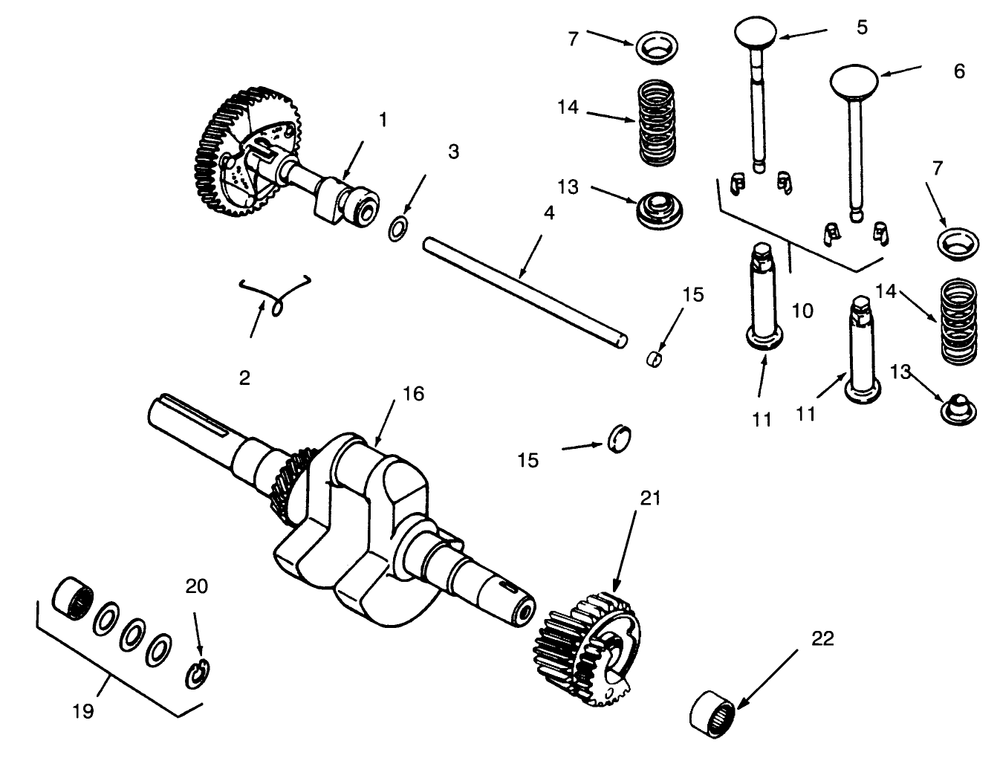 Camshaft, Crankshaft And Valves Diagram and Parts List for 73401 4900001 - 4999999 Toro Lawn Tractor