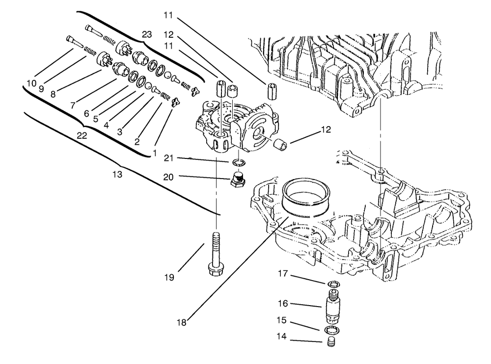 Center Case Diagram and Parts List for 72104 8900001 - 8900599 Toro Lawn Tractor