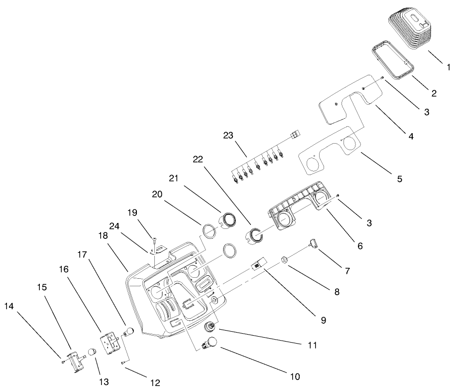 Dash Assembly Diagram and Parts List for 73545 8900001 - 8999999 Toro Lawn Tractor