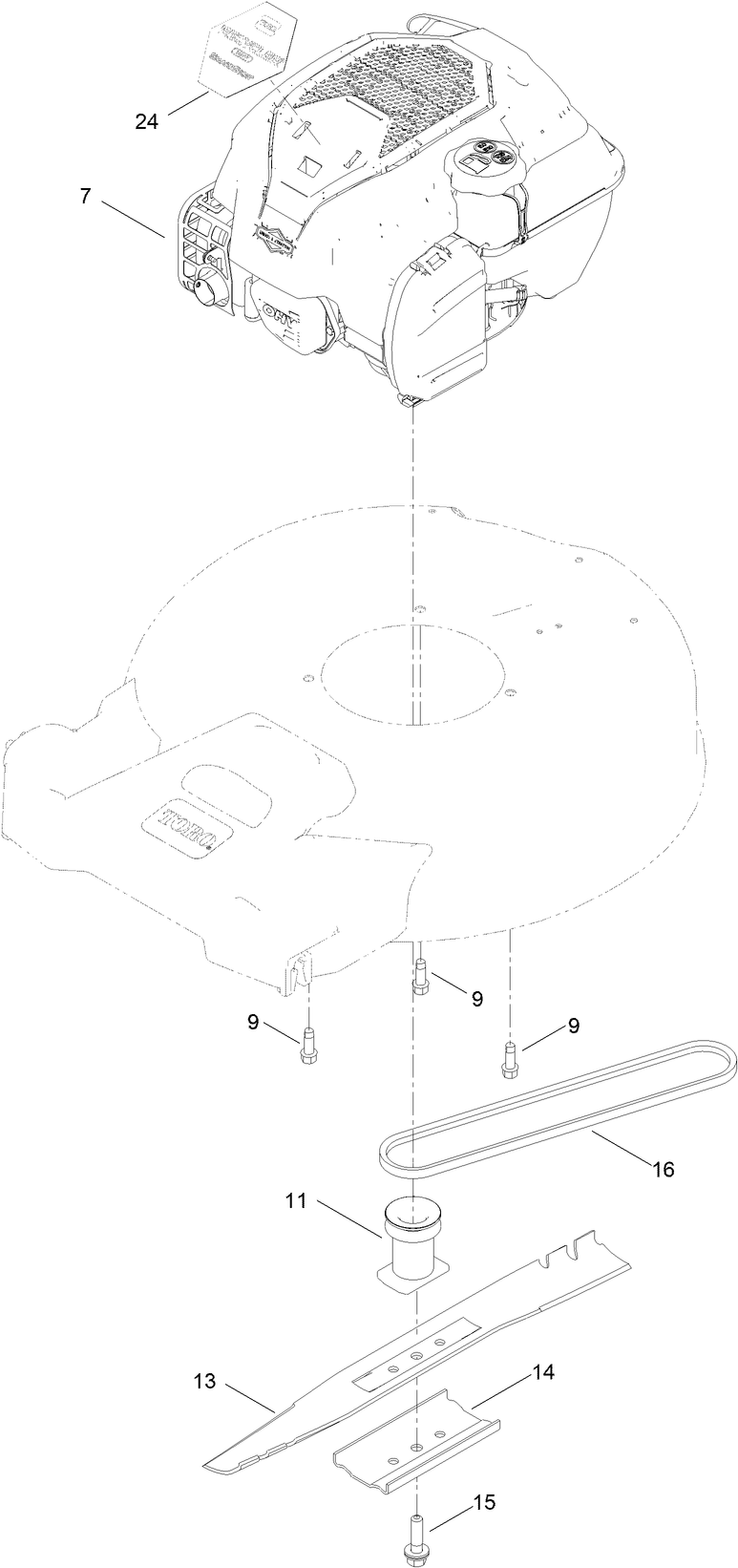Engine And Blade Assembly Diagram and Parts List for 21753 400000000 - 999999999 Toro Lawn Mower