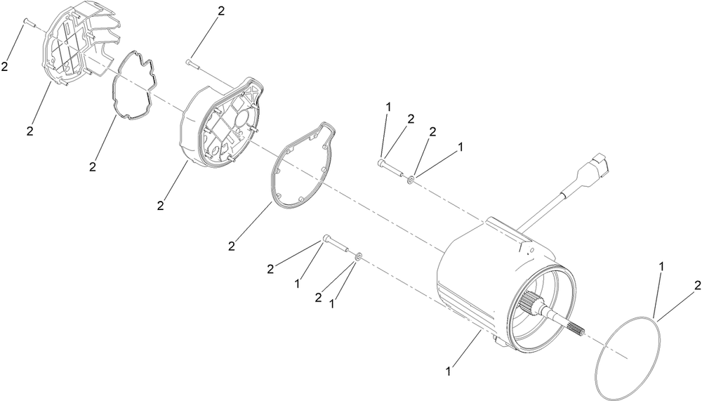Drivetrain Assembly  Motor/Generator Assembly Diagram and Parts List for 22219 400000000 - 999999999 Toro Lawn Tractor Accessories