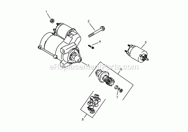 Starting System Assembly Kohler Ch750-0010 Diagram and Parts List for 74263CP 270000001-270999999 Toro Lawn Mower