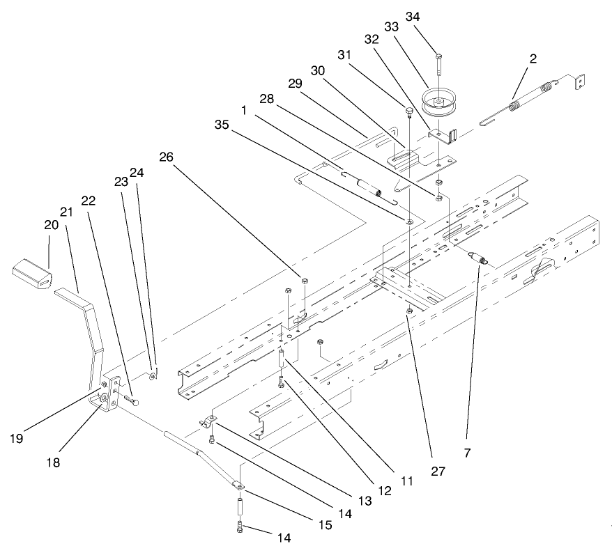 Clutch Assembly Diagram and Parts List for 71217 7900001 - 7999999 Toro Lawn Tractor