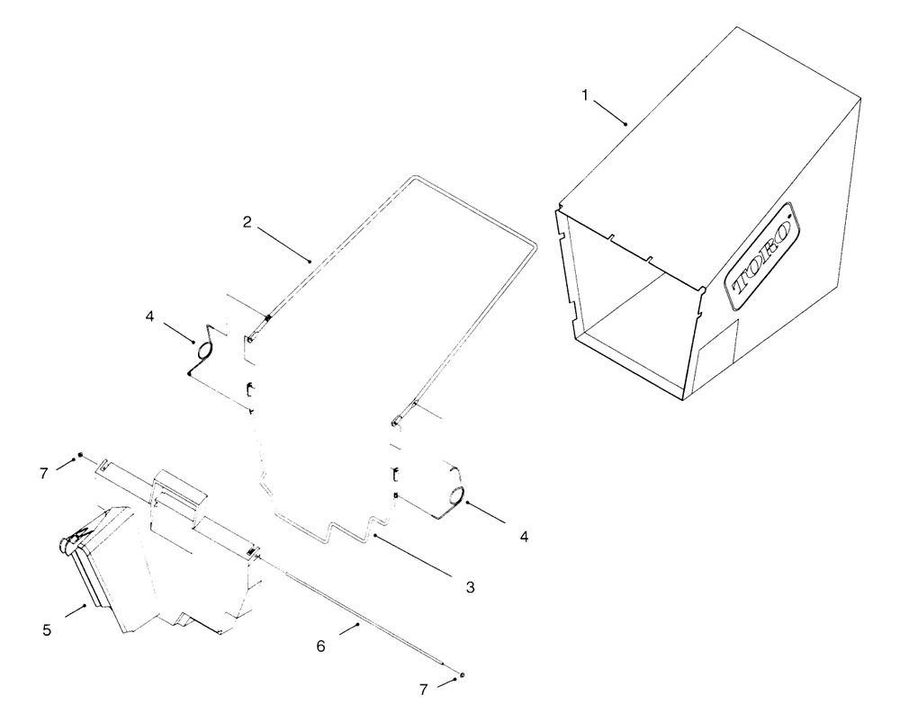 Rear Bagging Assembly (Model No. 20453 Only) Diagram and Parts List for 20453 6900001 - 6999999 Toro Lawn Mower