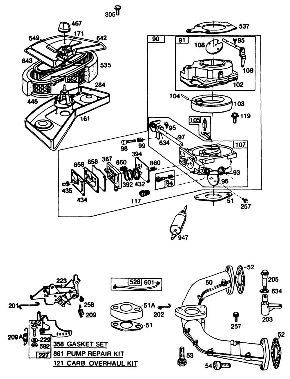 Briggs & Stratton Engine Model No. 402707-0158-01 (Continued) Diagram and Parts List for 30116 9000001 - 9999999 Toro Lawn Tractor Accessories