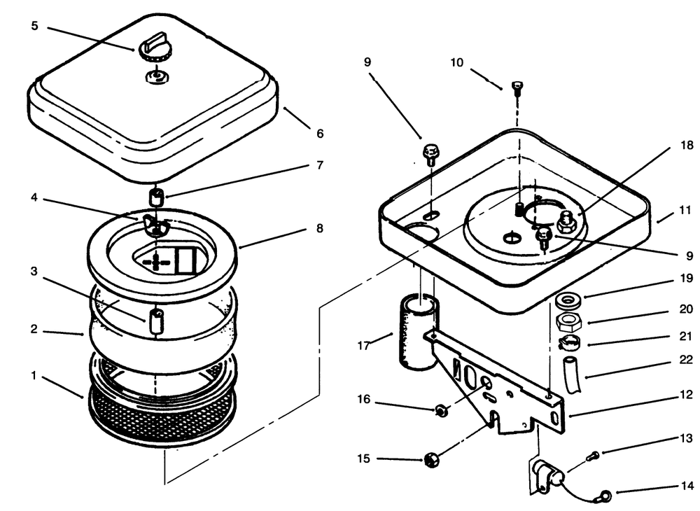 Air Cleaner Diagram and Parts List for 73501 59002869 - 59002946 Toro Lawn Tractor