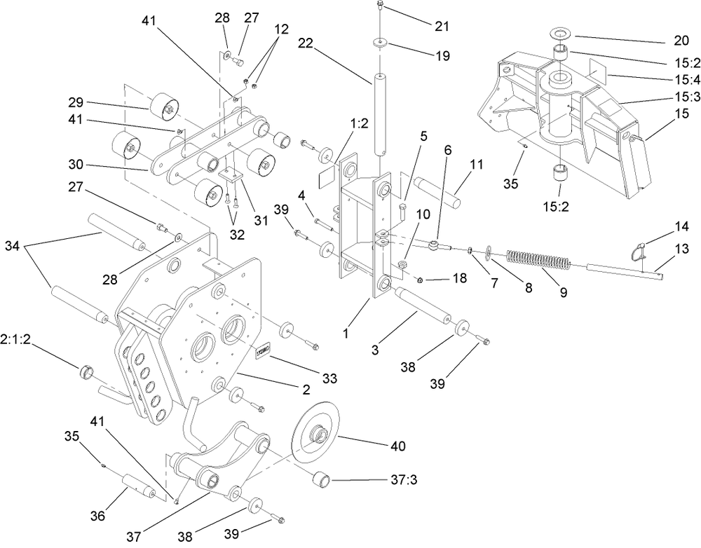 Quick Attach And Frame Assembly Diagram and Parts List for 22911 400000000 - 401999999 Toro Lawn Tractor Accessories