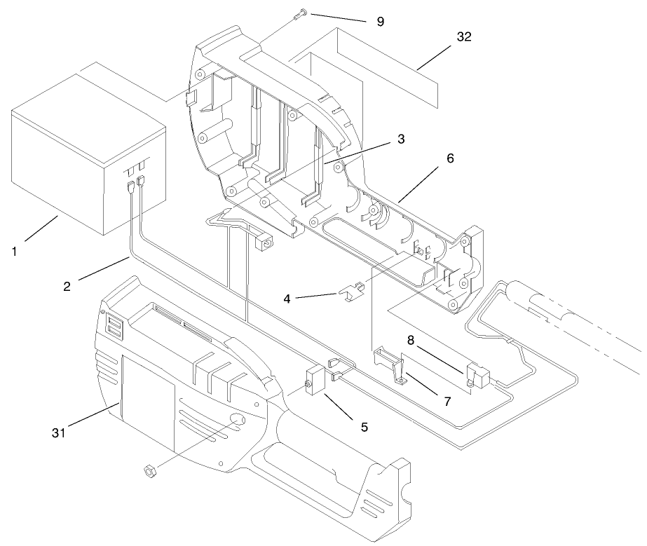 Housing And Batteries Diagram and Parts List for 51562 79000001 - 79999999 Toro Trimmer