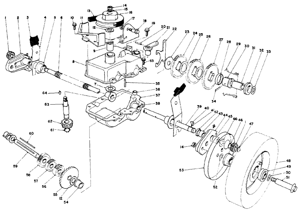 Gear Case Assembly Diagram and Parts List for 10500 1000001 - 1999999 Toro Lawn Mower