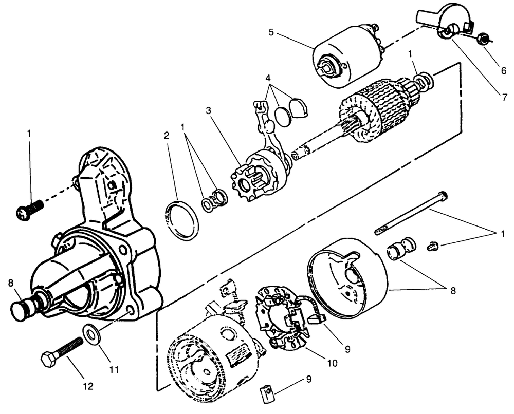 Starter Diagram and Parts List for Z1-24OE04 1000001 - 1999999 Toro Lawn Tractor