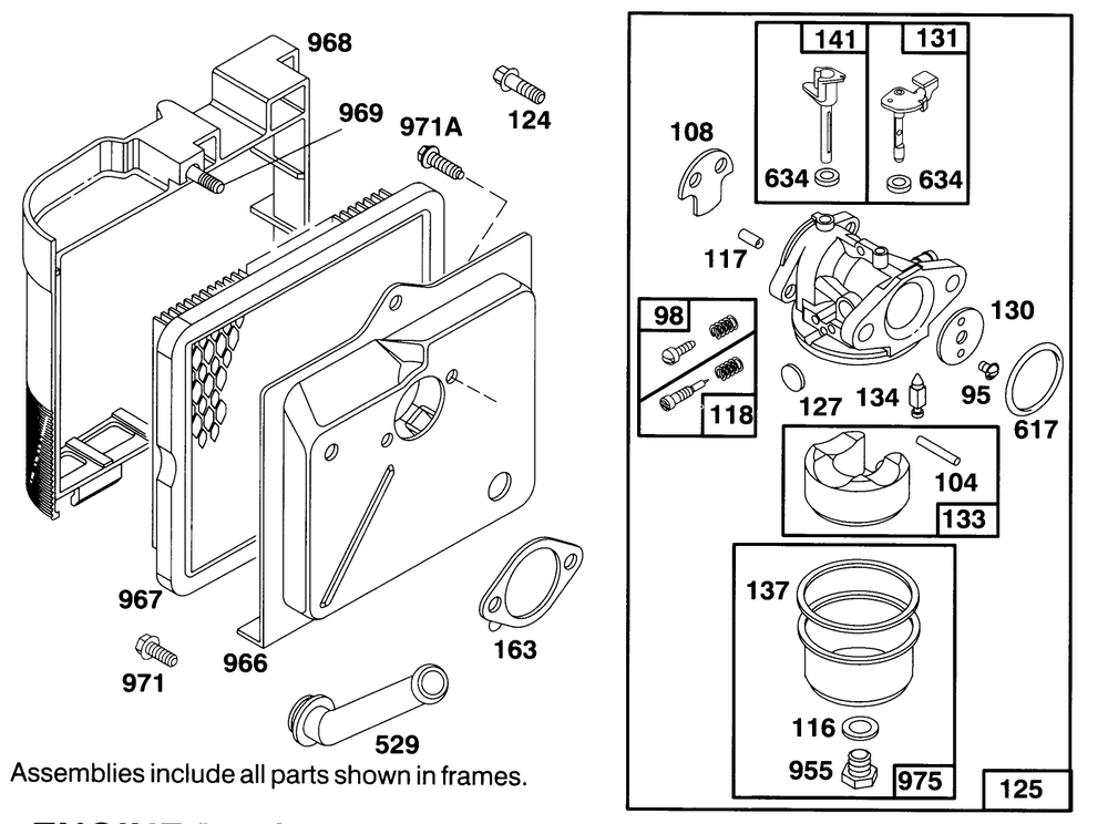 Engine Briggs & Stratton Model 122702-3171-01 Diagram and Parts List for 16401 4900001 - 4999999 Toro Lawn Mower
