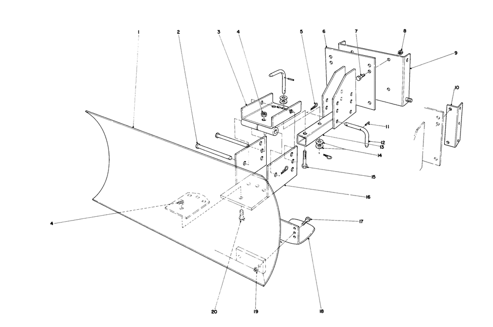 Grader Blade Assembly (Model No. 59099)(Optional) Diagram and Parts List for 38160 5000001 - 5999999 Toro Snow Blower