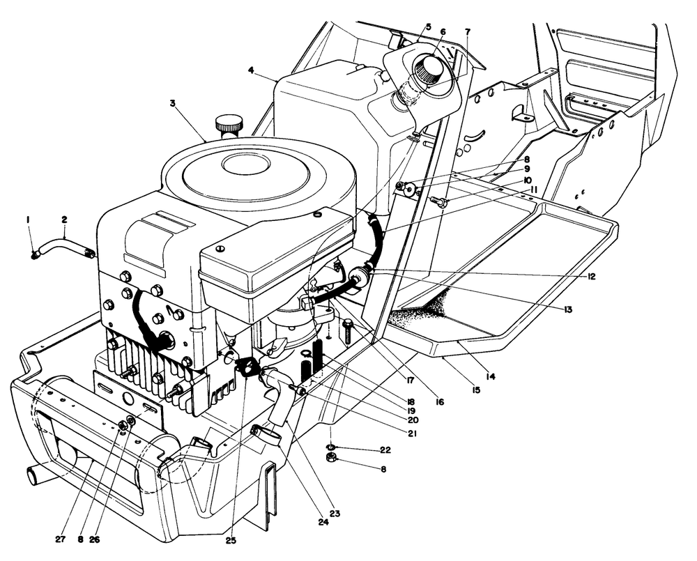 Engine Assembly Model 57300 Diagram and Parts List for 57360 3000001 - 3999999 Toro Lawn Tractor