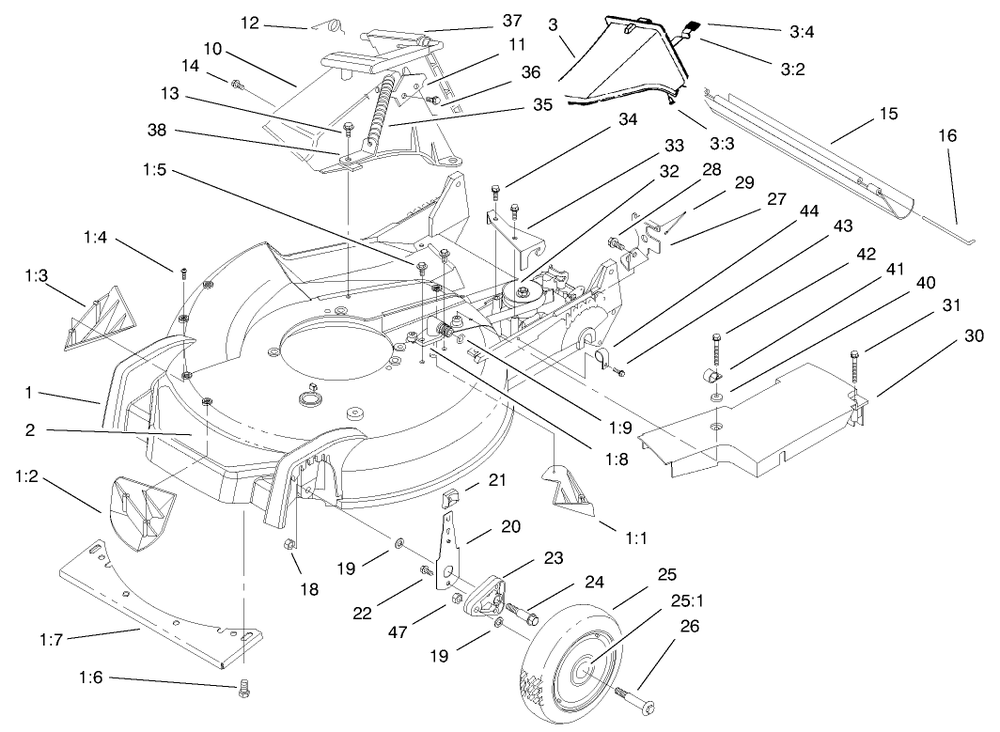 Housing Assembly Diagram and Parts List for 20787 9900001 - 9999999 Toro Lawn Mower