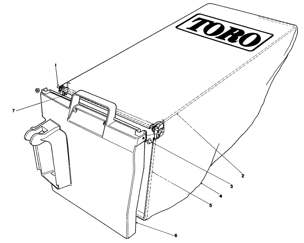 Grass Bag Assembly No. 11-4949 Diagram and Parts List for 20574 9000001 - 9999999 Toro Lawn Mower