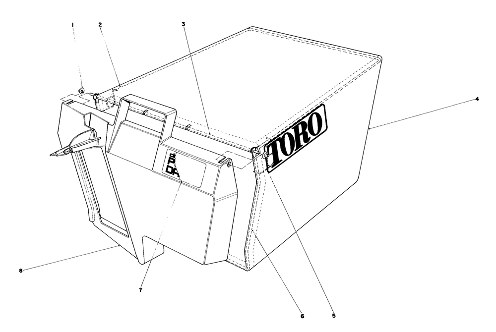 Grass Bag Assembly No. 11-0189 Diagram and Parts List for 20672 3000001 - 3999999 Toro Lawn Mower
