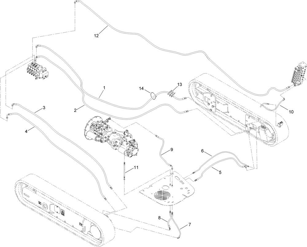 Track Pod Hydraulic Plumbing Assembly Diagram and Parts List for 23898 400000000 - 999999999 Toro Lawn Tractor Accessories